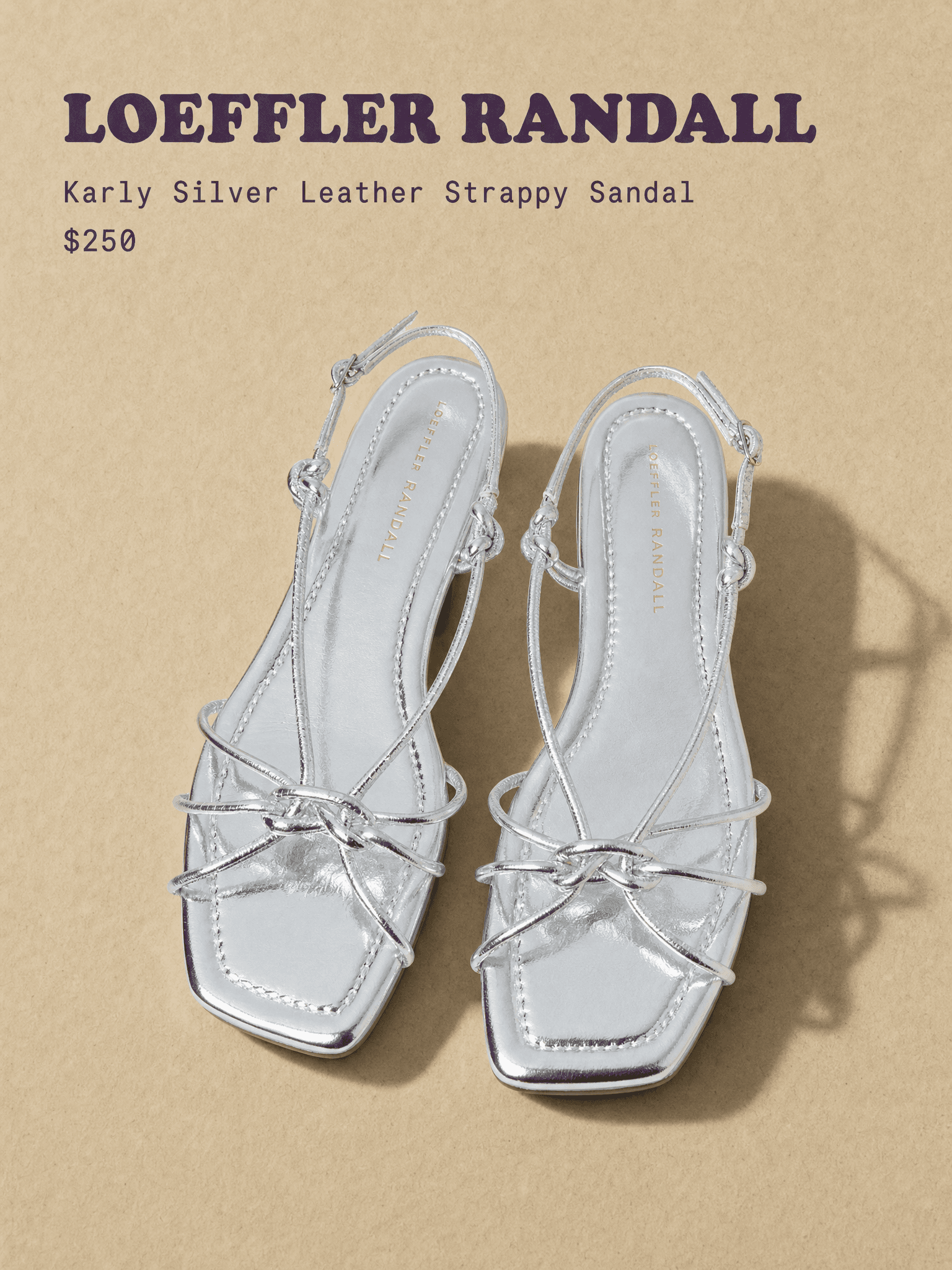 Loeffler Randall Karly Silver Leather Strappy Sandal