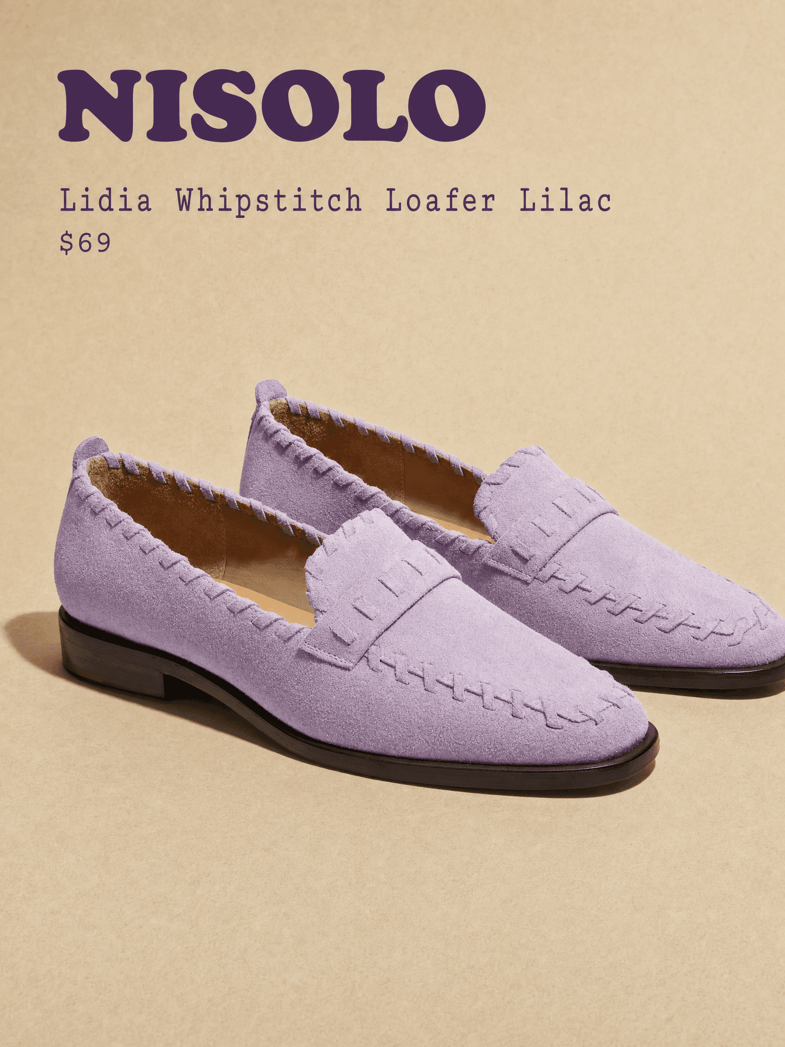 Nisolo Lidia Whipstitch Loafer Lilac