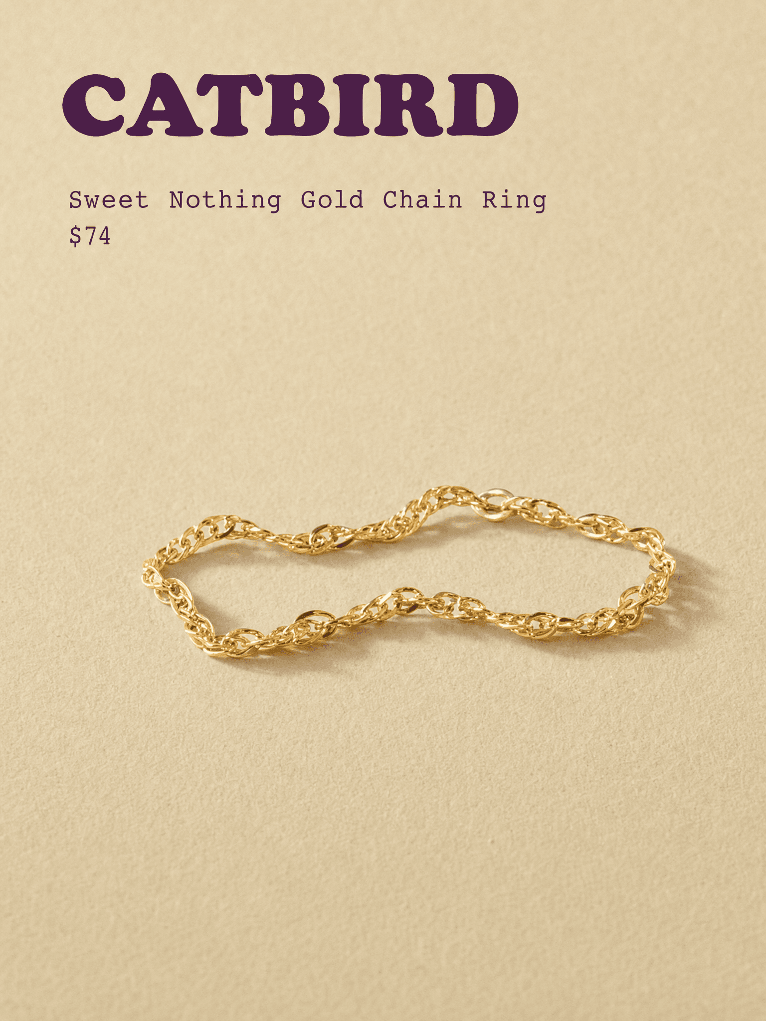 Catbird Sweet Nothing Gold Chain Ring