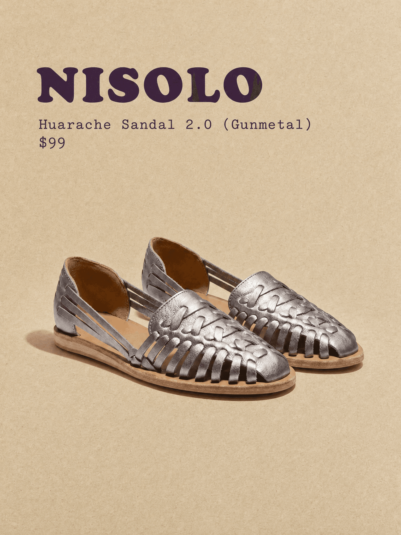 Nisolo Huarache Sandal 2.0 (Gunmetal)