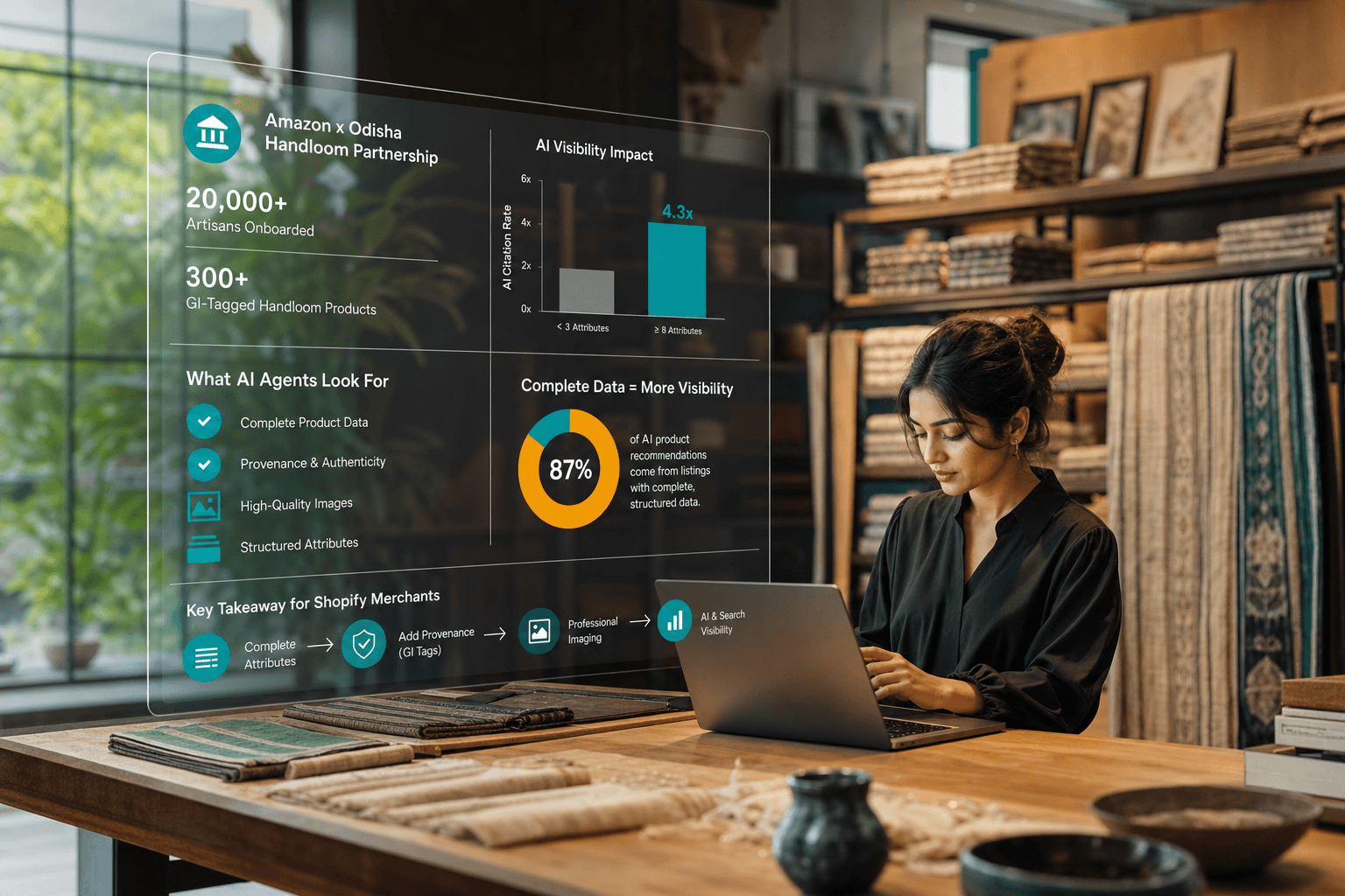 How Can Shopify Merchants Learn From Amazon's Handloom Partnership to Improve AI Visibility?