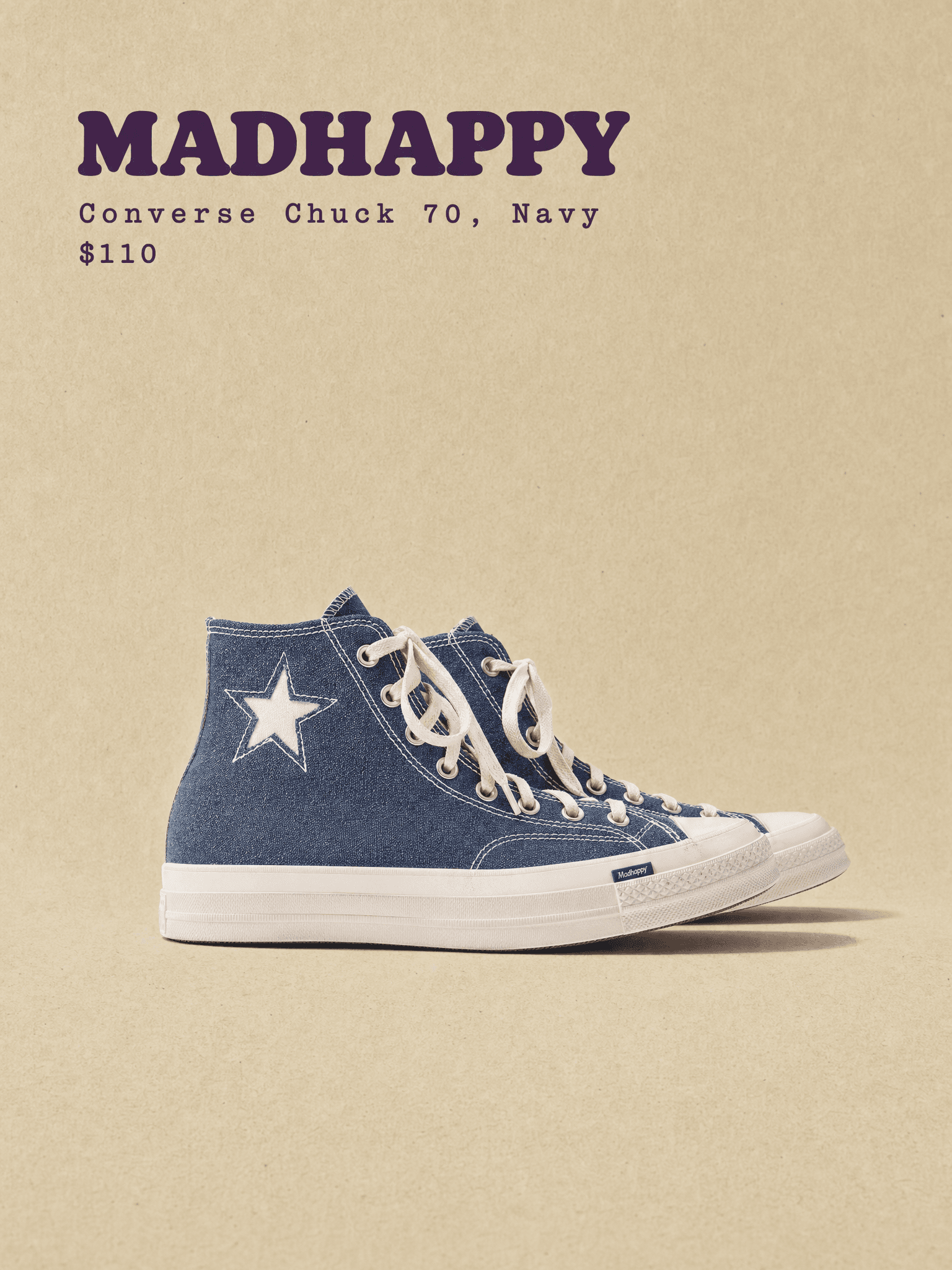 Madhappy Converse Chuck 70, Navy, $110